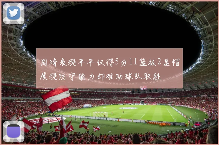 周琦表现平平仅得5分11篮板2盖帽展现防守能力却难助球队取胜